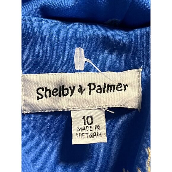 Shelby & Palmer Women Dress Size 10 Blue Floral Short Sleeve Drape Ruffle NWT Ne - Picture 7 of 10